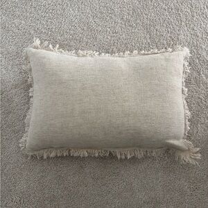 Fringed Cream Throw Pillow